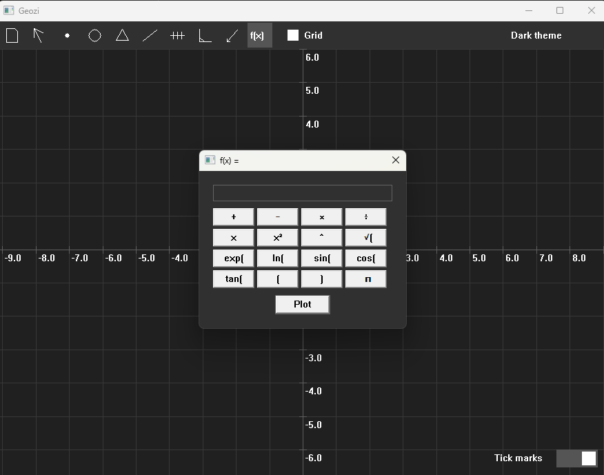 Function plotting in Geozi